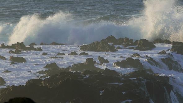Waves Atlantic Ocean Breaking onto Rocks