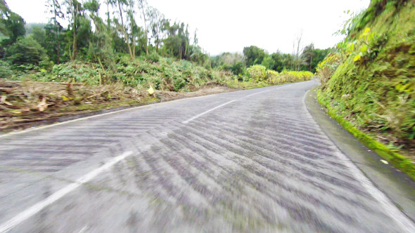 Fast Driving onto Curved Mountain Road