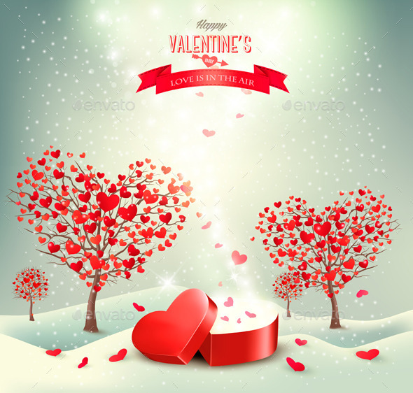Holiday Background with Valentine Trees