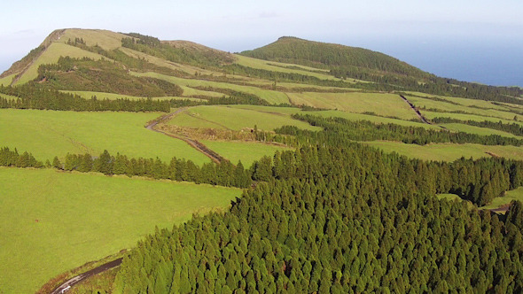 Aerial View Flying up a Mountains