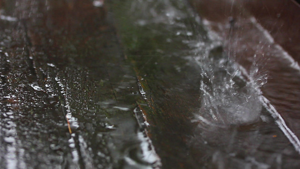 Rain Drops On Old Weathered Wood