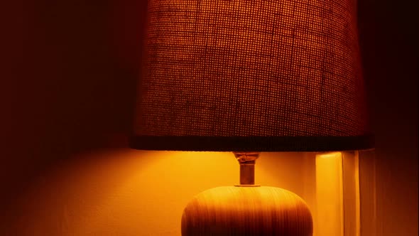 Table Lamp Turned On And Off Closeup