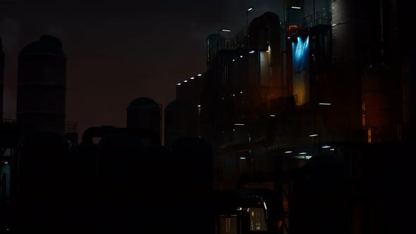 Petrochemical Industry Factory at Night alt