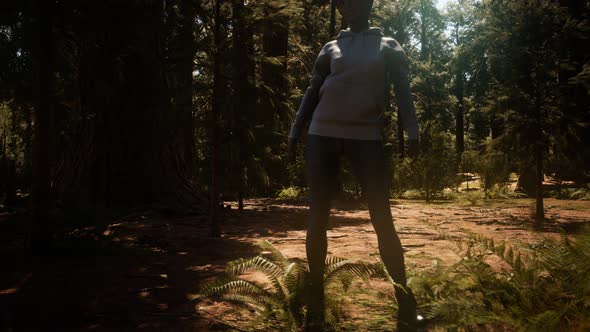 Woman in Yosimite National Park Near Sequoia