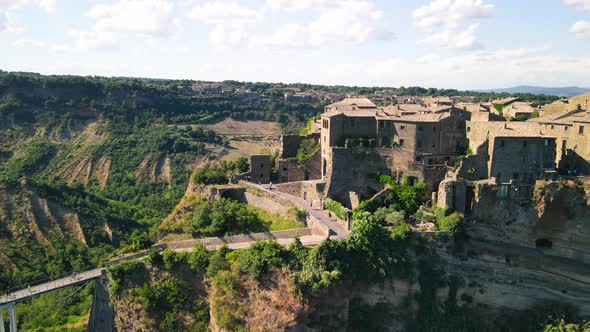 Amazing Aerial View of Civita Di Bagnoregio Landscape in Summer Season Italy