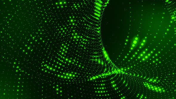 Green Color Glowing Technology Particle Animated Background