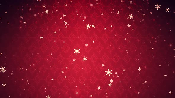 Beautiful snowflakes falling in Red Christmas Background 4K Loop alt