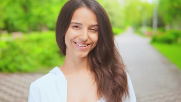 Portrait Happy Smiling Young Woman Posing on the Street