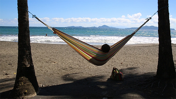 Holiday on a Summer Beach in a Hammock