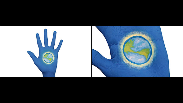 Blue Hand Opens To Reveal Earth