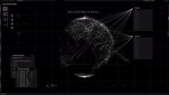 Spy network software has detected the location of the hacker server on a map alt