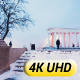People Walking Near the Colonnade In Winter City - VideoHive Item for Sale
