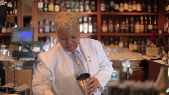 Female Cocktail Waiter In A Classic Looking Cocktail 5