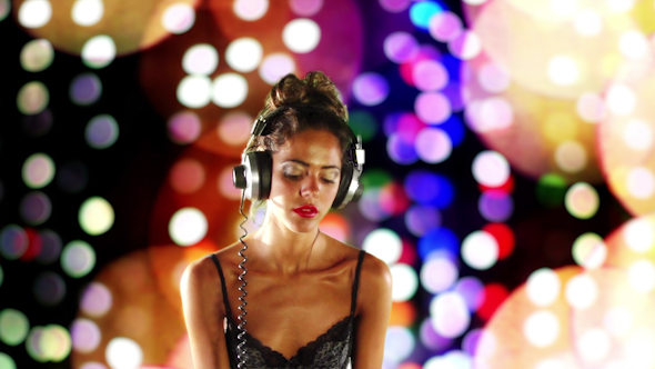 Super Sexy Female Dj Playing Records Nightclub 2 alt