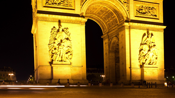 Arc Du Triomphe At Night, Paris France 15