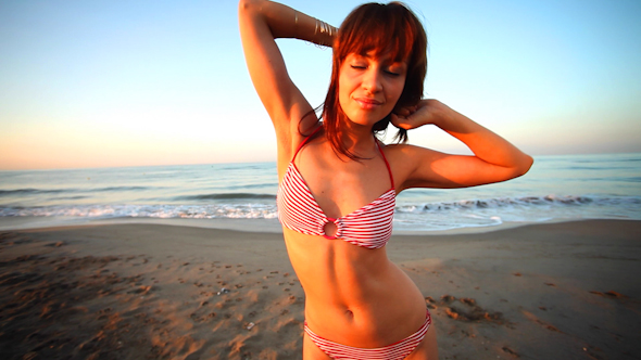 Beautiful Woman Beach Sea Fun 41