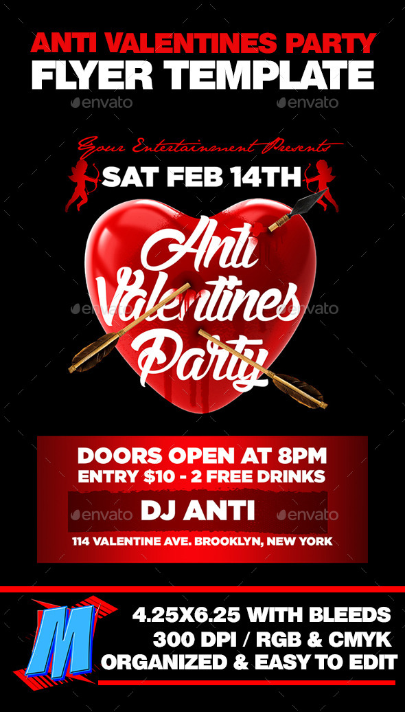 Anti Valentines Party Flyer Template