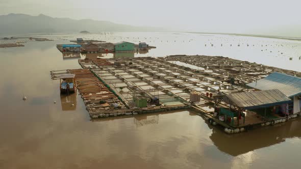 Flying over floating fish farms in China