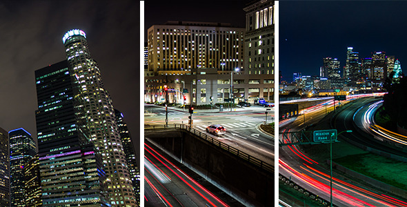 Downtown Los Angeles At Night (3-Pack)