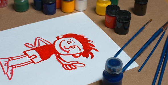 The Man Draws a Sketch of The Man in Red ink alt