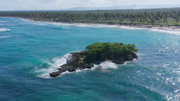 Amazing view of a fell on the shores of Cabrera, bright sun, vibrant turquoise blue waters