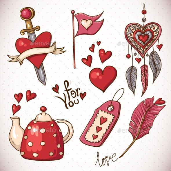 Valentines Day Doodle Set