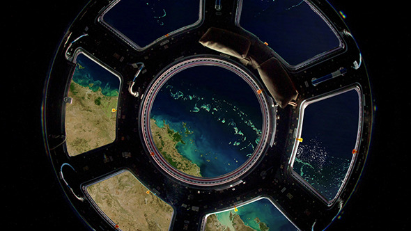 Earth As Seen Through Window International Space