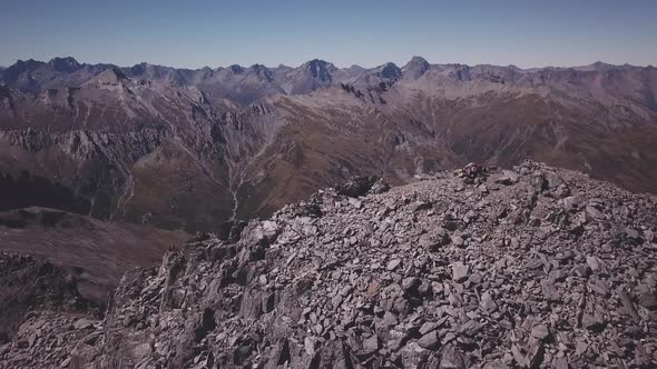 Aerial shot of hikers on Mt Brewster peak