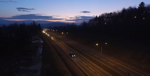 Aerial Night Road