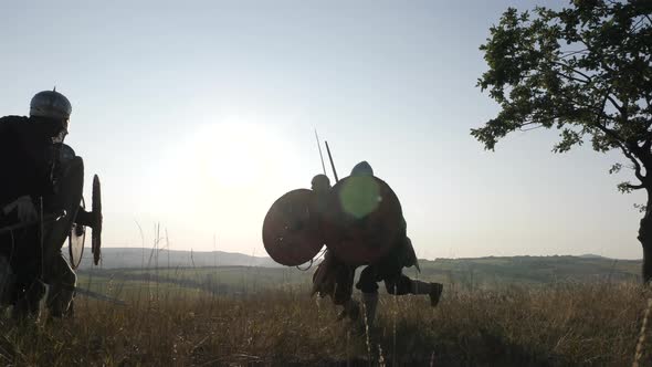 Viking training on a hill