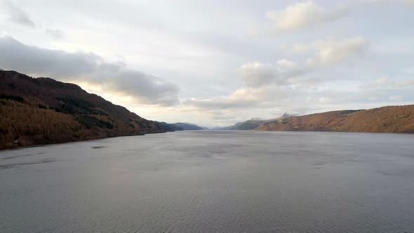 Aerial Reveal of Loch Ness in Scotland