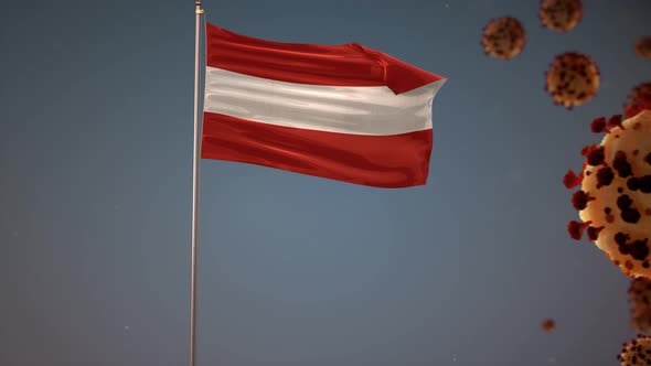 Austria Flag With Corona Virus Attack 4K