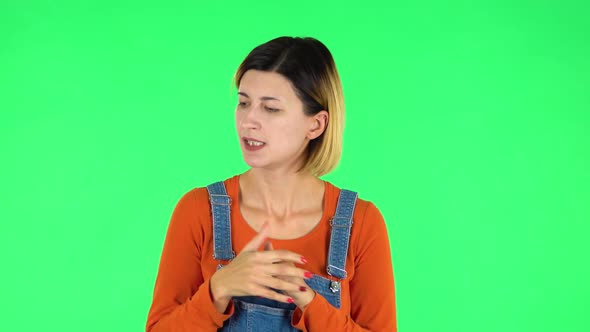 Annoyed Woman in Stress. Green Screen