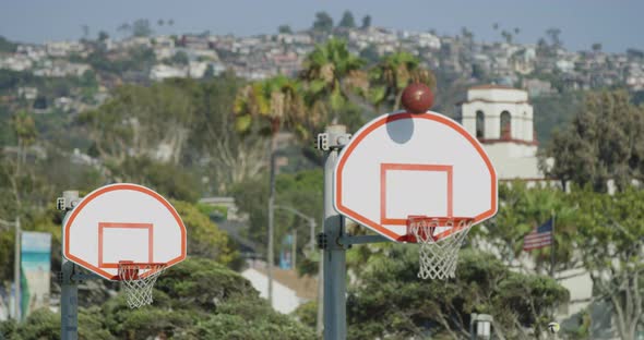 Basketball balls hitting the basket alt