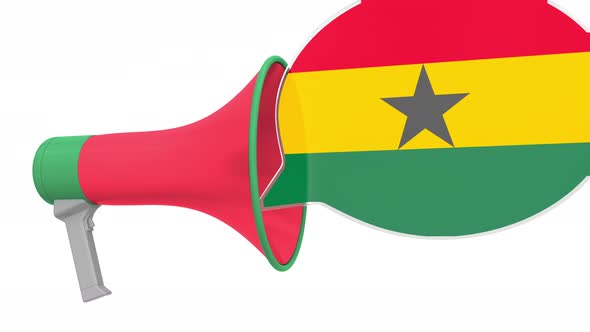 Megaphone and Flag of Ghana on the Speech Bubble