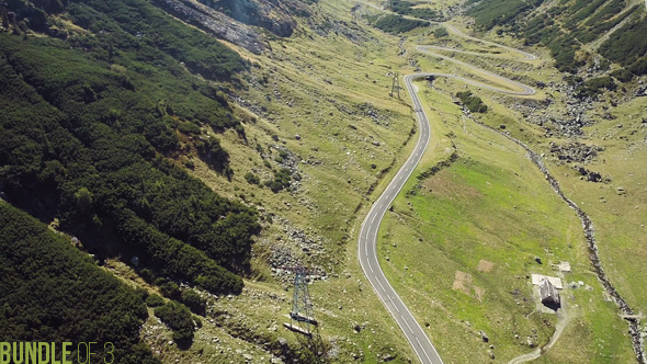 Flying Above Road in the Mountains