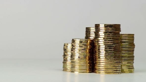 Several Columns of Coins Spinning