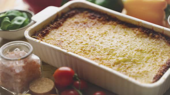 Tasty Traditional Italian Lasagna with Bolognese Melted and Cheese