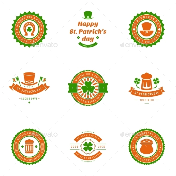 Typographic Saint Patrick's Day Retro Badges
