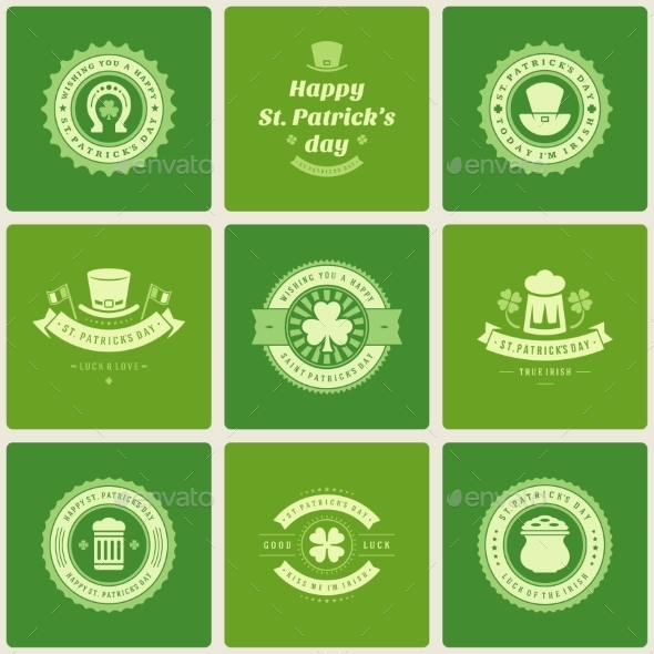 Typographic Saint Patrick's Day Retro Badges