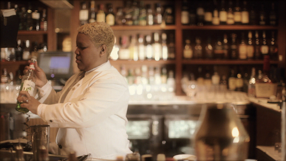 Female Cocktail Waiter In A Classic Looking Cocktail 4