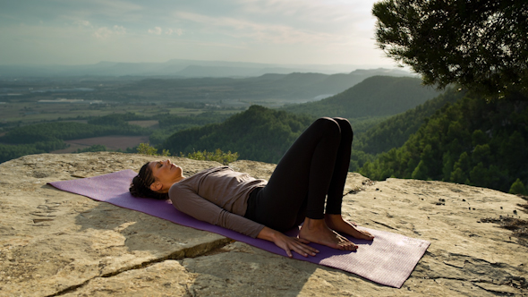 Yoga Teacher, Amazing Sunset, Mountain Clifftop 1