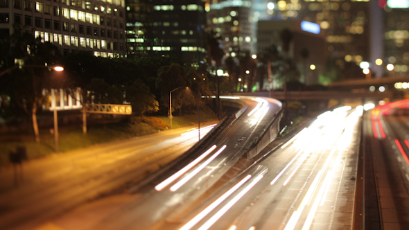 La Freeway Night Traffic Downtown Los Angeles 1 alt