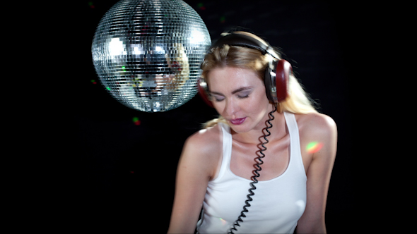 Blonde Girl Dances Discoball Headphones 4