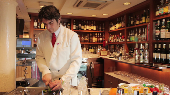 Cocktail Waiter In A Classic Looking Cocktail Bar Bartender 3