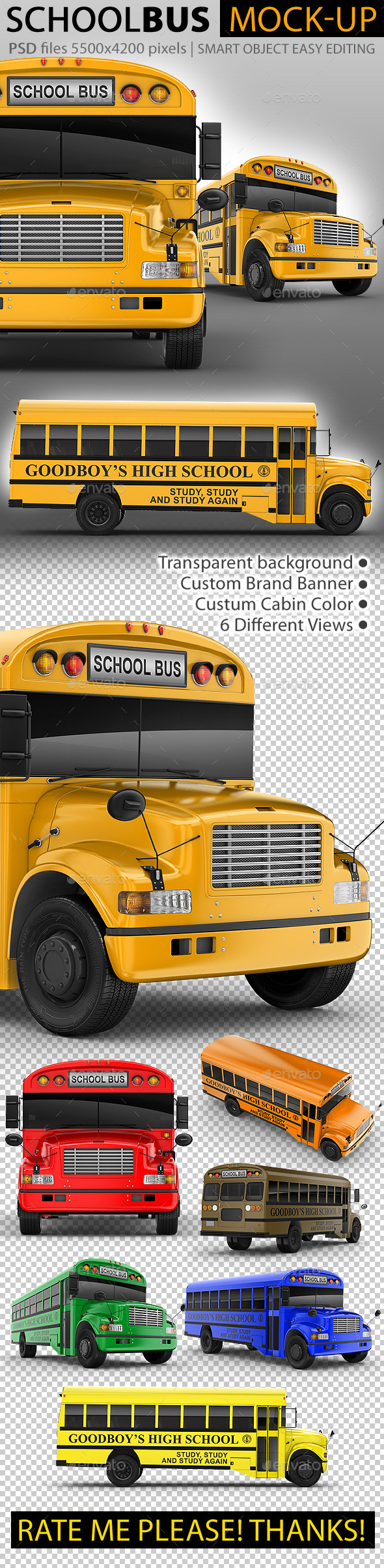 School Bus Mock-Up. 3d Schoolbus