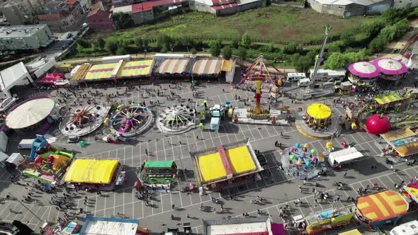 Aerial View of a Fairground in City