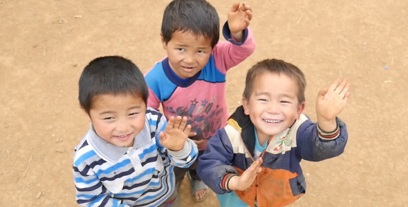 Children Waving Good Bye