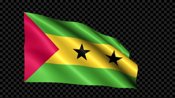 Sao Tome And Principe Flag Blowing In The Wind