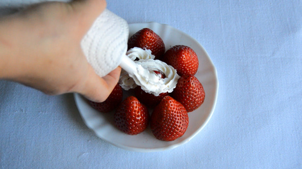 Whipped Cream On Strawberries